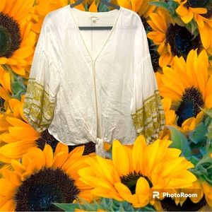 Max Studio Sz XL flowing tie waist blouse top